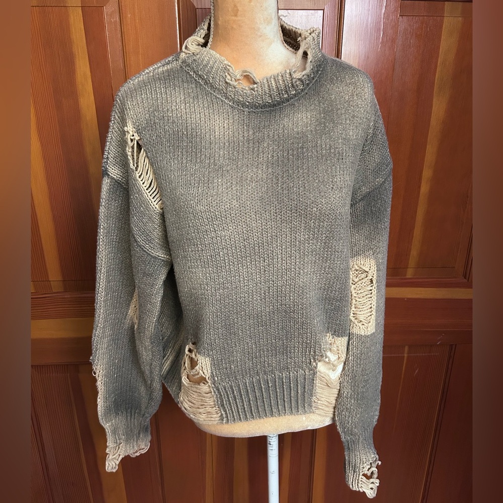 Distressed Oversized Sweater. - Picture 3 of 16